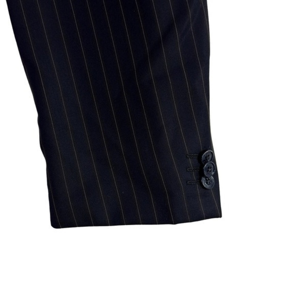 Valentino Mainline Blazer 100% Virgin Wool Pinstripe Cupro Lining Navy Men's 44R - Picture 16 of 17